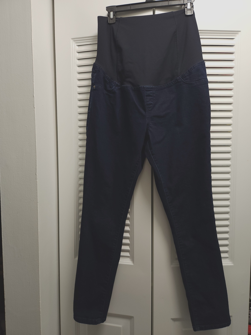 Isabel Maternity Jeggings Size 12/31R Dark Wash Over Belly Panel Stretch Denim
